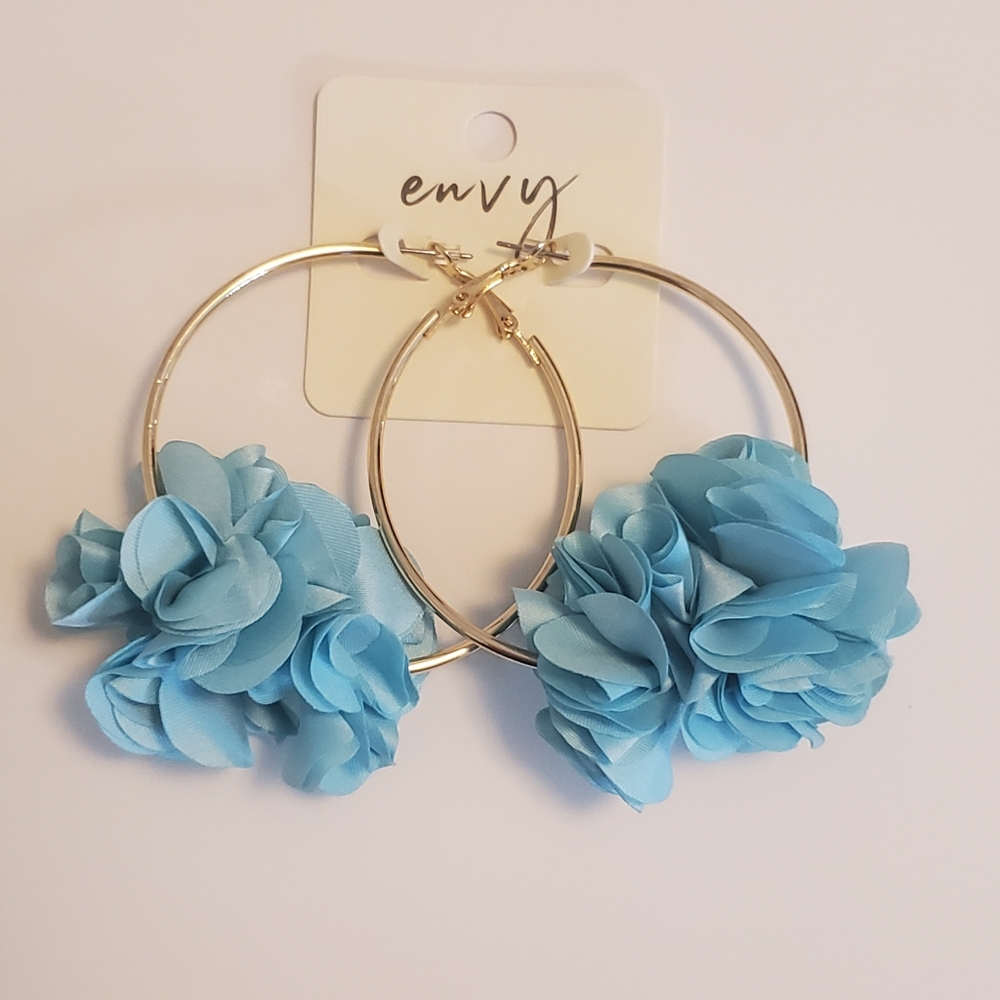Gold floral Hoops